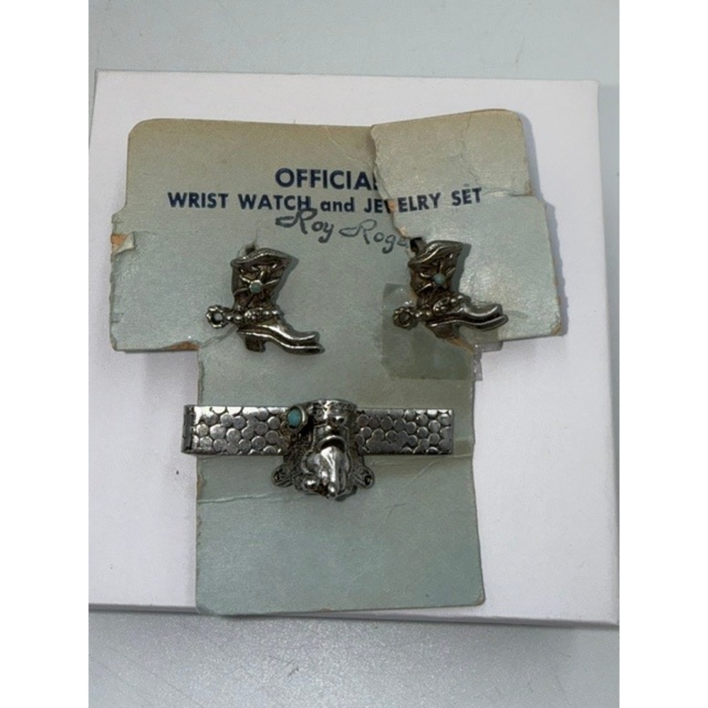 Vintage Roy Rogers Cuff Links and Tie Clasp/Bar Wrist Watch Jewelry Set